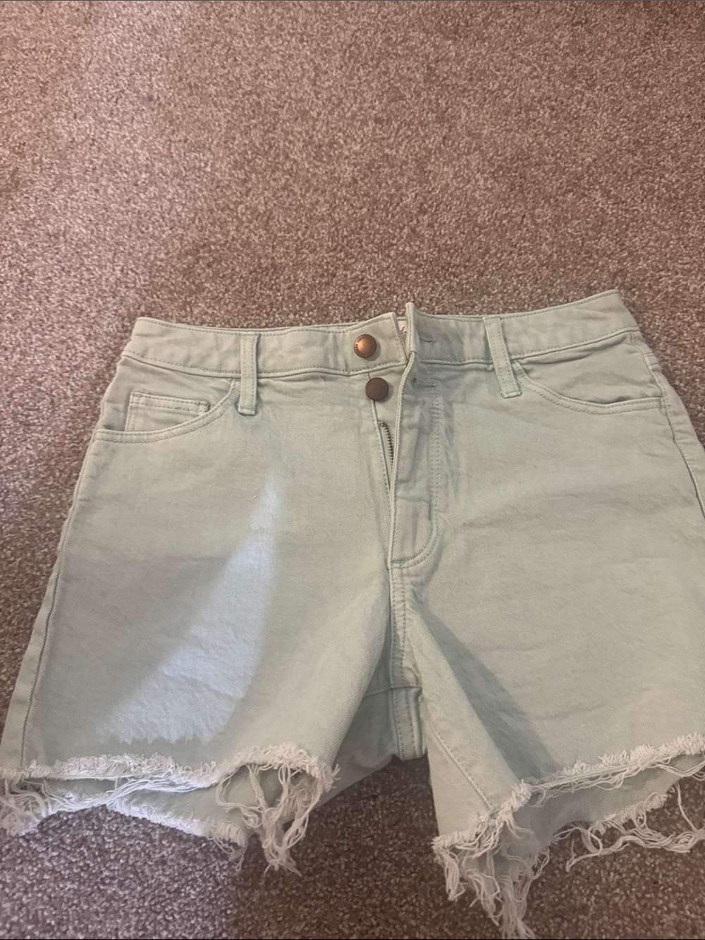 Universal Thread Light Mint Frayed Hem Denim Shorts